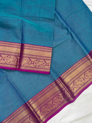 Chettinad cotton saree- blue-plain