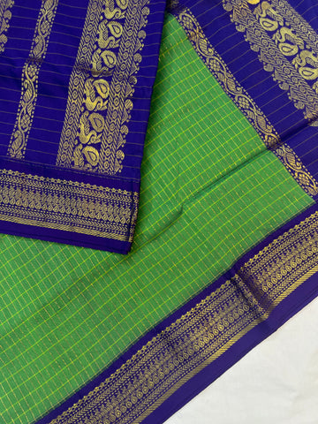 Kalyani cotton saree - green & blue