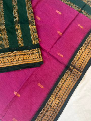 Kalayani cotton saree - Mejantha purple & green