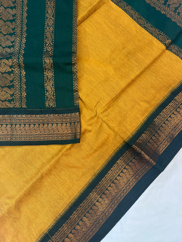 Kalyani cotton saree - yellow & green