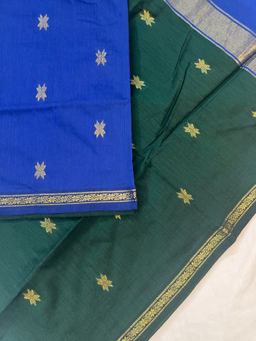 Kalyani cottage saree - green & blue