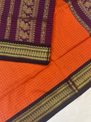 Kalyani cotton saree - orange