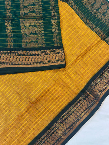 Kalyani cotton saree  - yellow & green