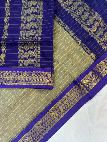 Kalyani cotton saree - sandal & blue