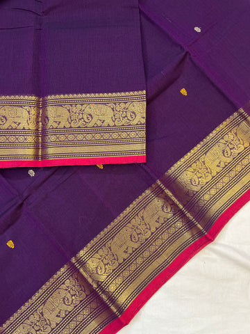 Chettinad cotton saree - purple butta