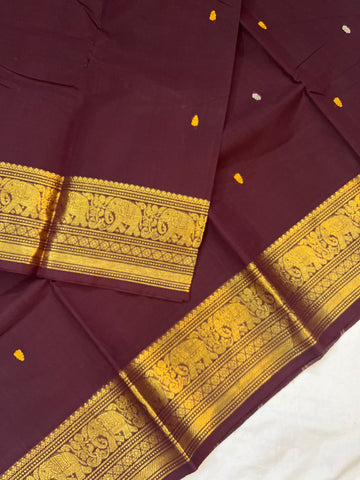 Chettinad cotton saree - maroon - butta