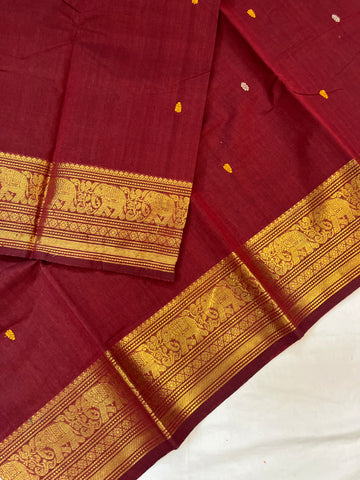 Chettinad cotton saree - red -butta