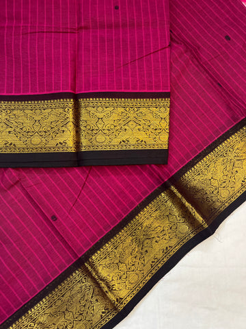 Chettinad cotton saree -pink-checks butta