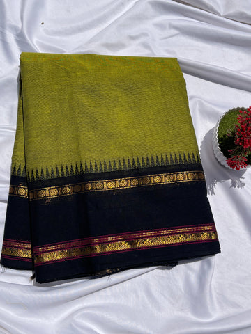 Chettinad cotton Green & black -Plain