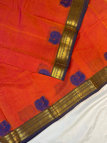 Chettinad cotton saree-colour-orange