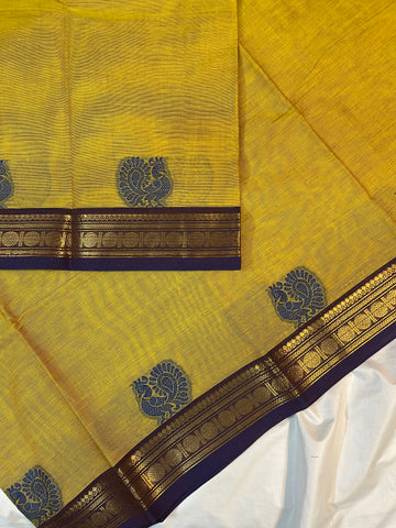 Chettinad cotton saree- colour-yellow
