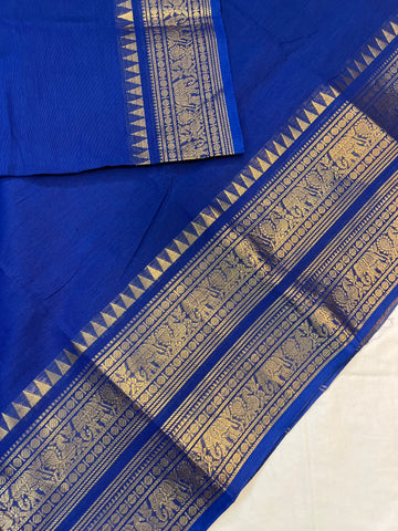 Chettinad cotton saree  - blue - plain