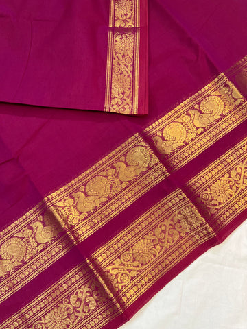 Chettinad cotton saree - pink - plain