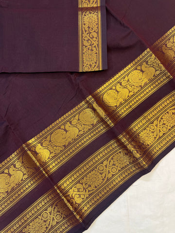 Chettinad cotton saree - coffee brown- plain