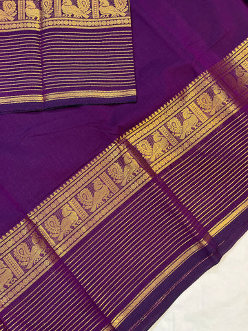 Chettinad cotton saree - purple-plain