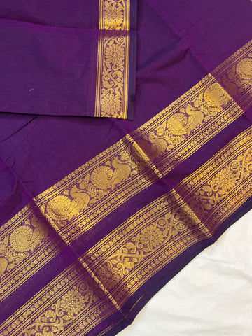 Chettinad cotton saree - purple- plain