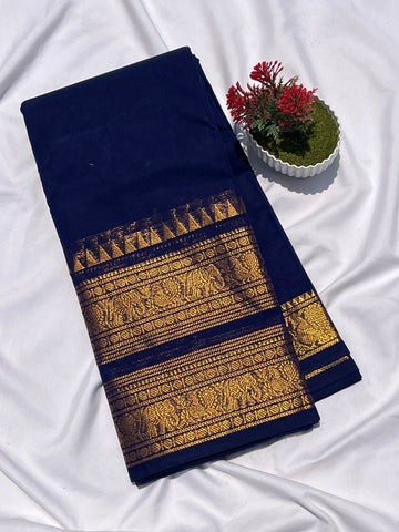 Chettinad cotton blue & gold _plain