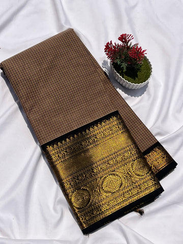 Chettinad cotton Ash & black-big korvai checks
