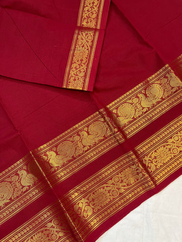 Chettinad cotton saree- red - plain