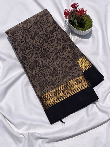 Chettinad cotton ash & black _ vanasingaram