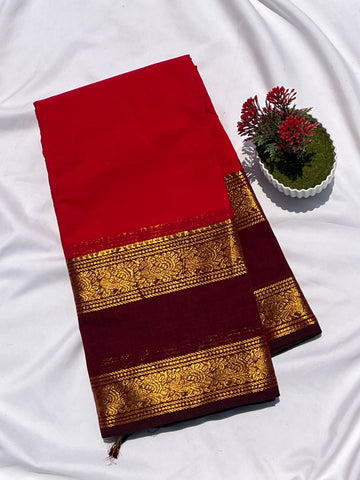 Chettinad cotton red & maroon _plain