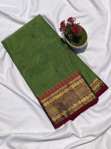 Chettinad cotton green & maroon _ butta