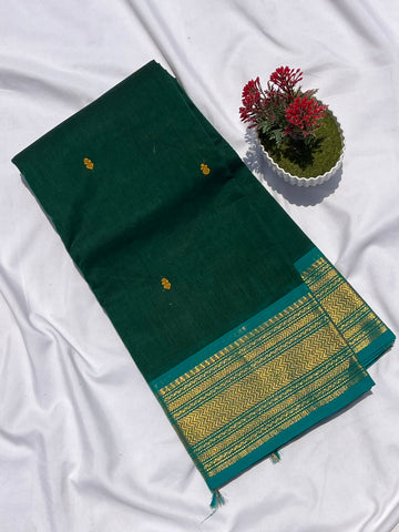 Chettinad cotton green & sky blue _ butta