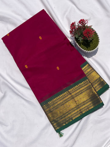 Chettinad cotton maroon & green _ butta