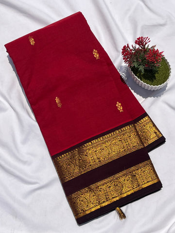 Chettinad cotton maroon & black _ butta