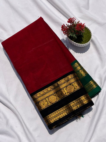 Chettinad cotton maroon & black _ green (g&j) plain