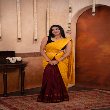 Sungudi fusion collection -Yellow and Maroon