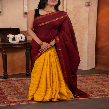 Sungudi fusion collection -Maroon and Yellow