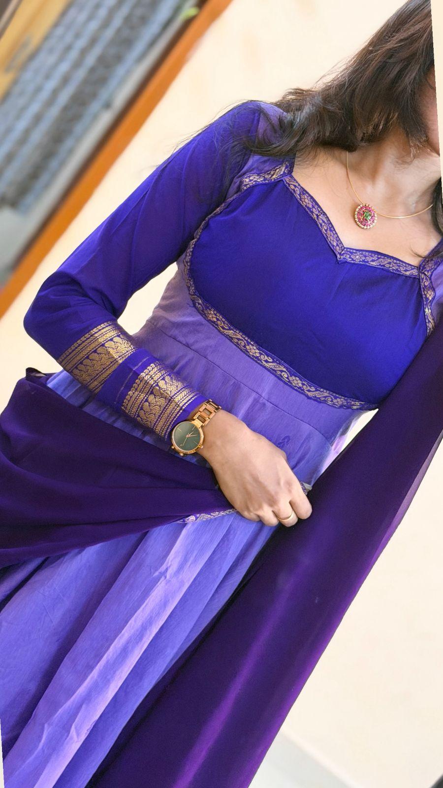 Kalyani Cotton Long Anarkali -Lavender