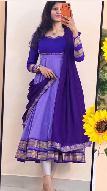 Kalyani Cotton Long Anarkali -Lavender
