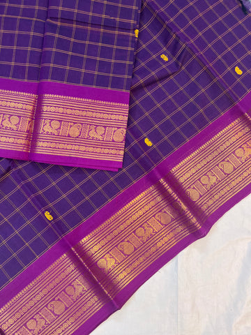 Chettinad cotton saree -purple-checks butta