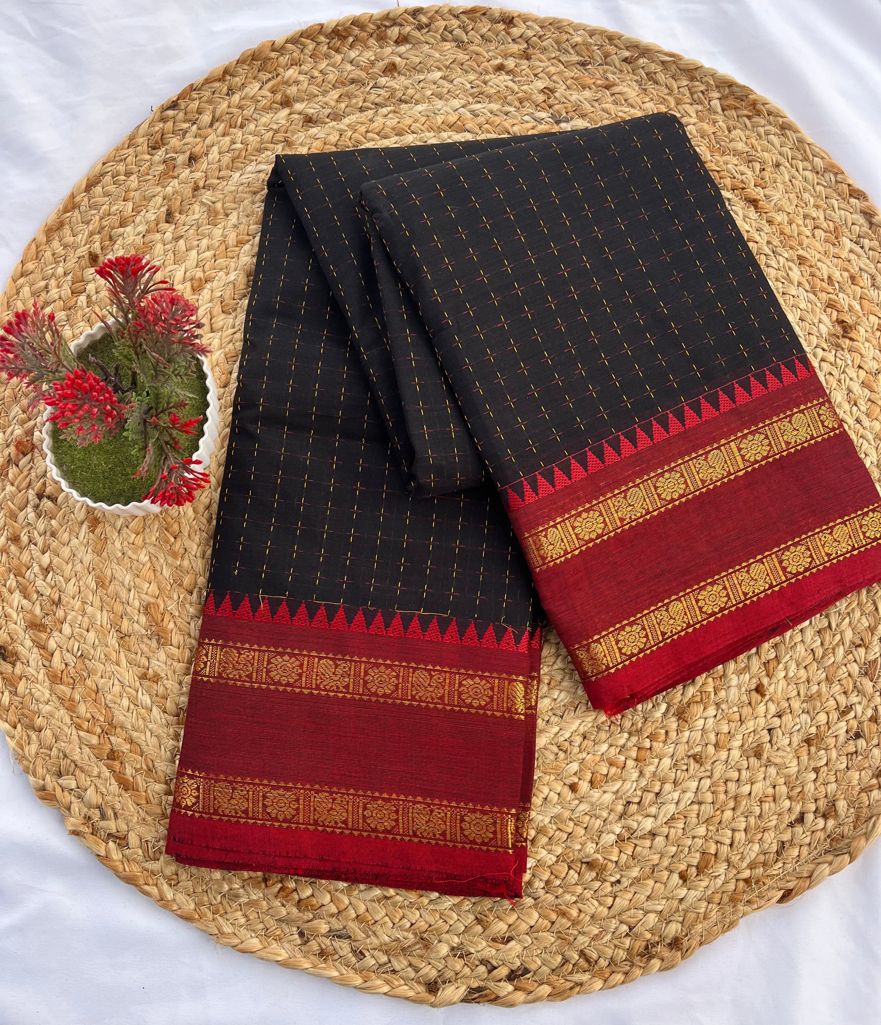 Chettinadu Black Magenta Pink