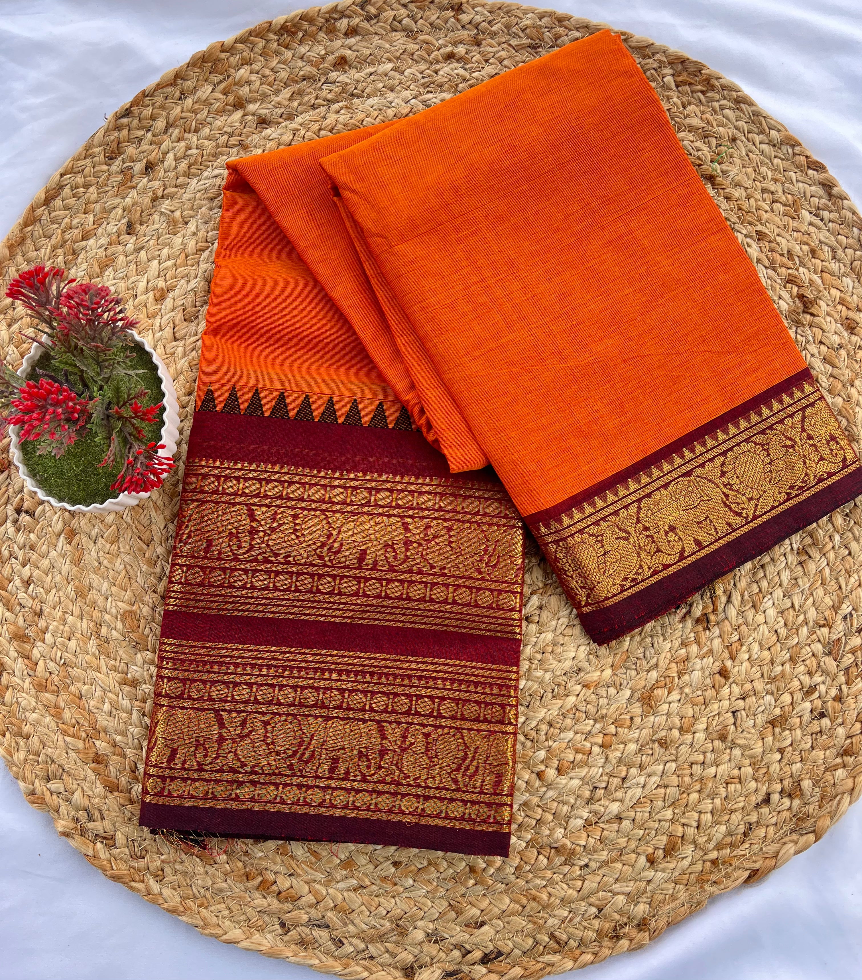 Chettinadu Orange Plain